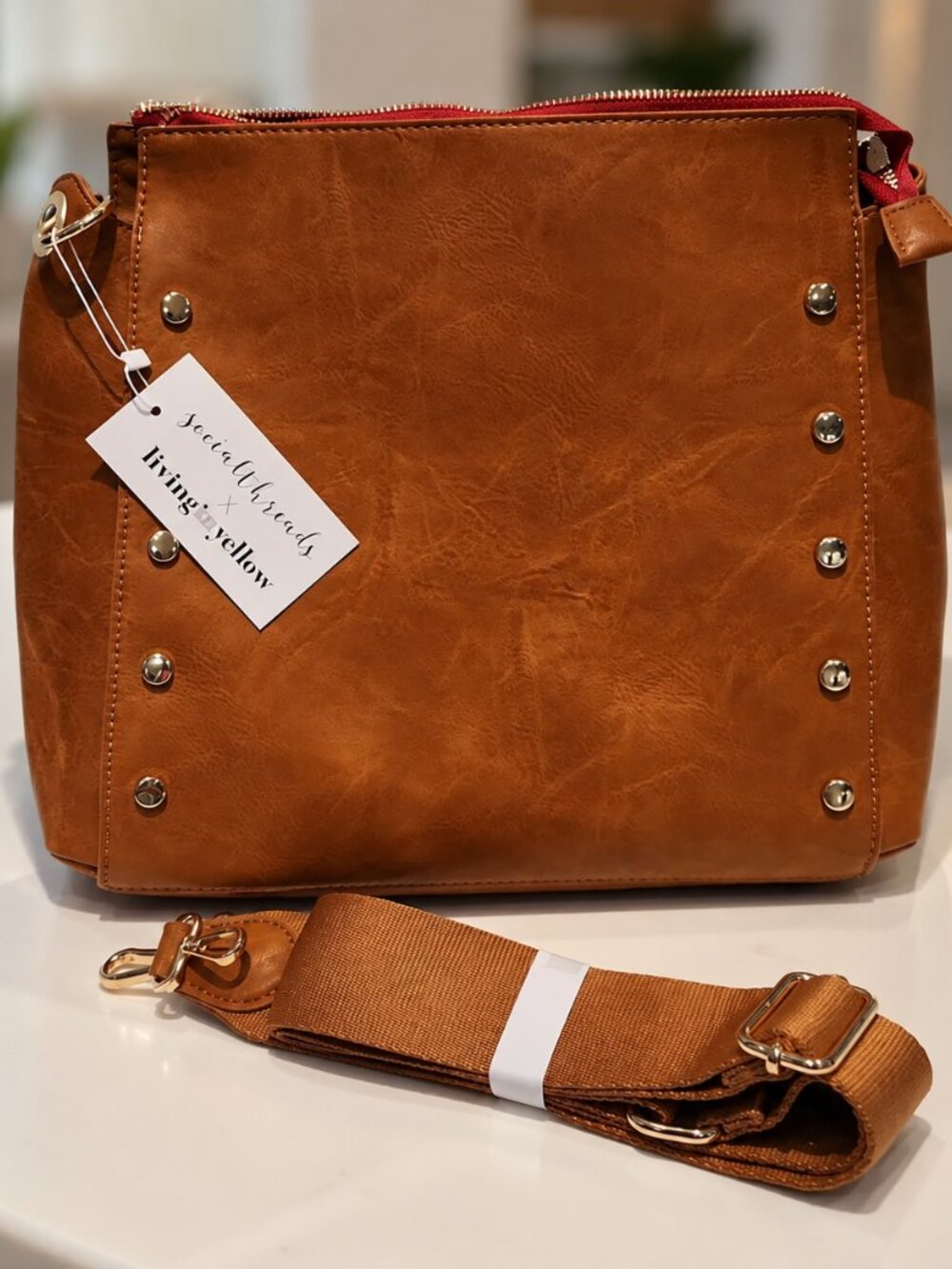 Social Threads x Living In Yellow Studded Vegan Bag - New with tags
